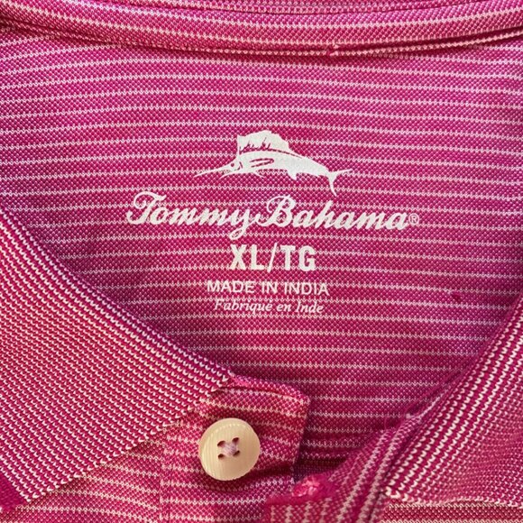 NWT Tommy Bahama Polo Men's XL Very Berry Pink Short Sleeve Stripes - Picture 2 of 10